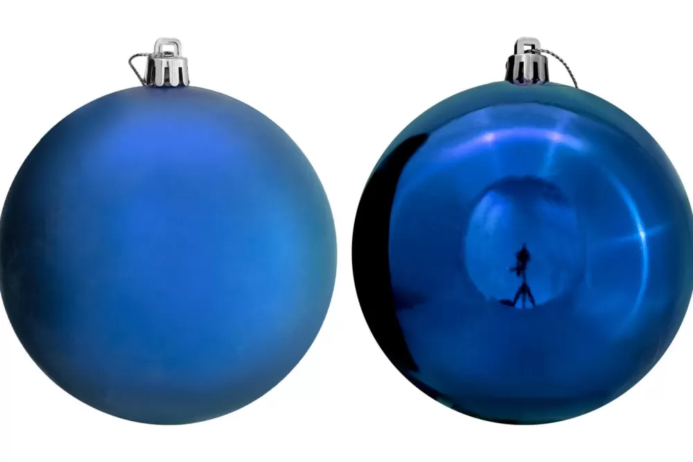 Christmas Tree World 10cm Blue Bauble Set Shiny/Matt (40 Pc)< Medium Christmas Baubles