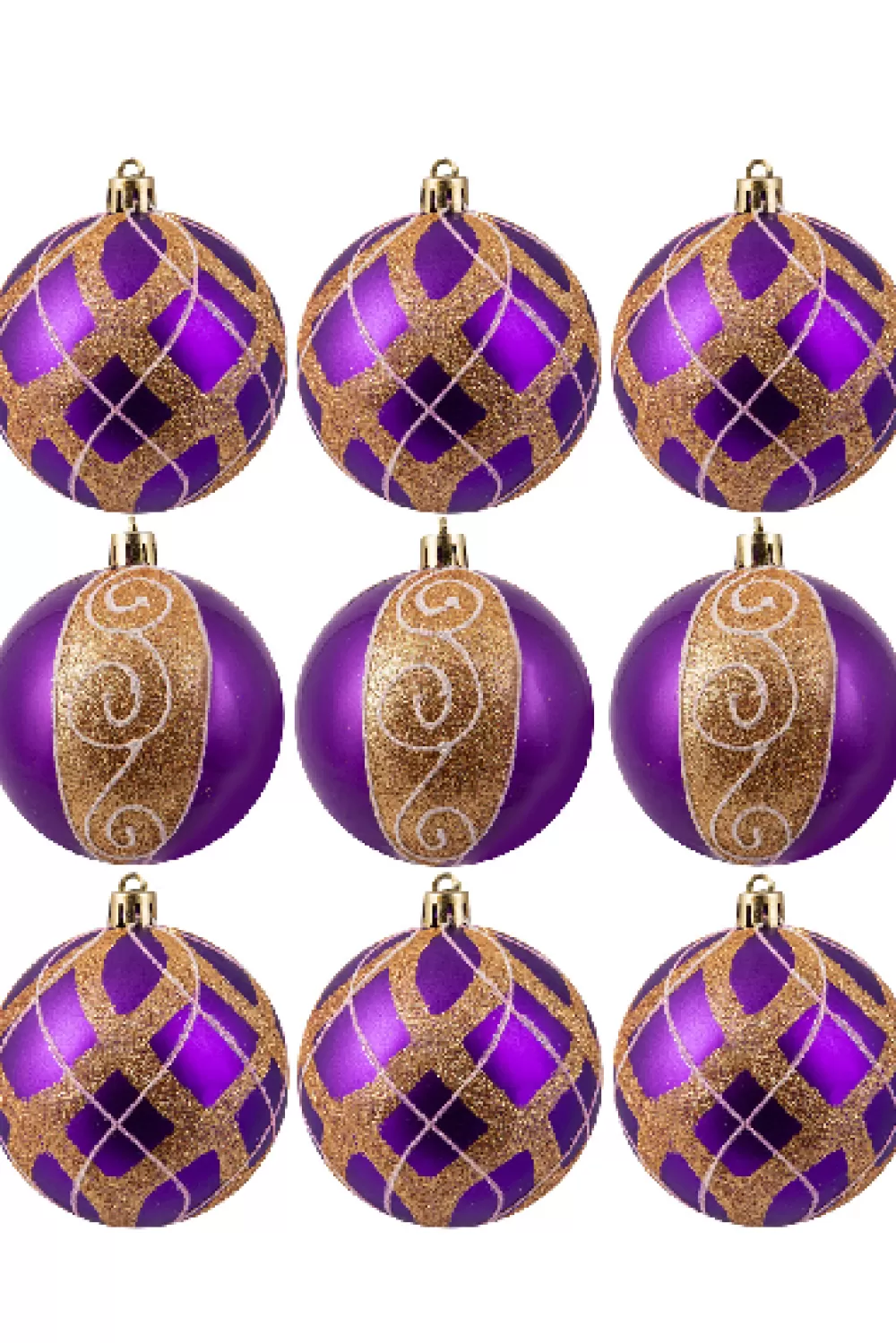 Christmas Tree World 10cm Hand Painted Shatterproof Bauble Design 10 (9 Pack)< Medium Christmas Baubles