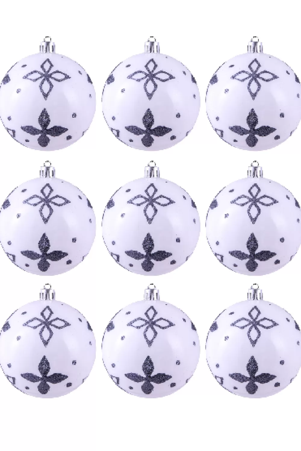 Christmas Tree World 10cm Hand Painted Shatterproof Bauble Design 19 (9 Pack)< Medium Christmas Baubles