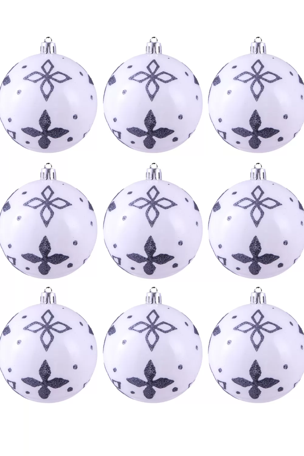 Christmas Tree World 10cm Hand Painted Shatterproof Bauble Design 19 (9 Pack)< Medium Christmas Baubles