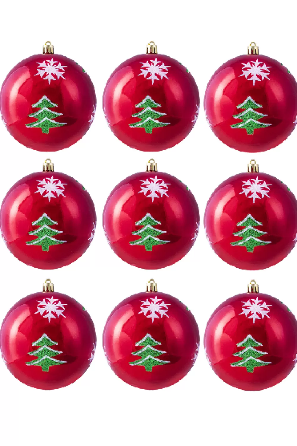 Christmas Tree World 10cm Hand Painted Shatterproof Bauble Design 28 (9 Pack)< Medium Christmas Baubles
