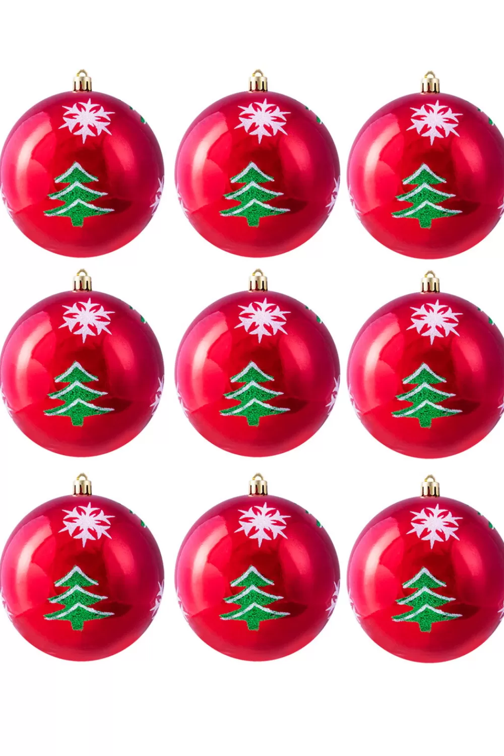 Christmas Tree World 10cm Hand Painted Shatterproof Bauble Design 28 (9 Pack)< Medium Christmas Baubles