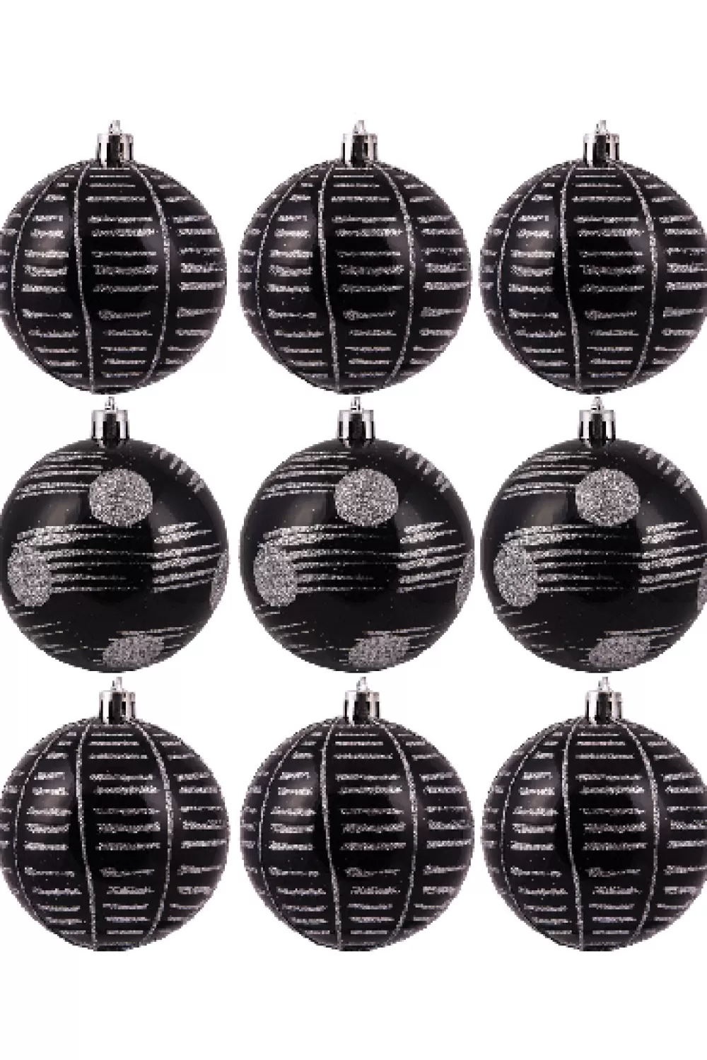 Christmas Tree World 10cm Hand Painted Shatterproof Bauble Design 6 (9 Pack)< Medium Christmas Baubles