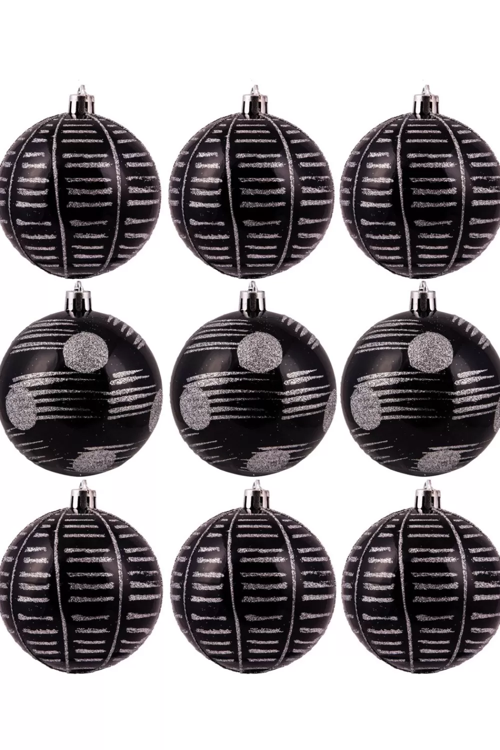 Christmas Tree World 10cm Hand Painted Shatterproof Bauble Design 6 (9 Pack)< Medium Christmas Baubles