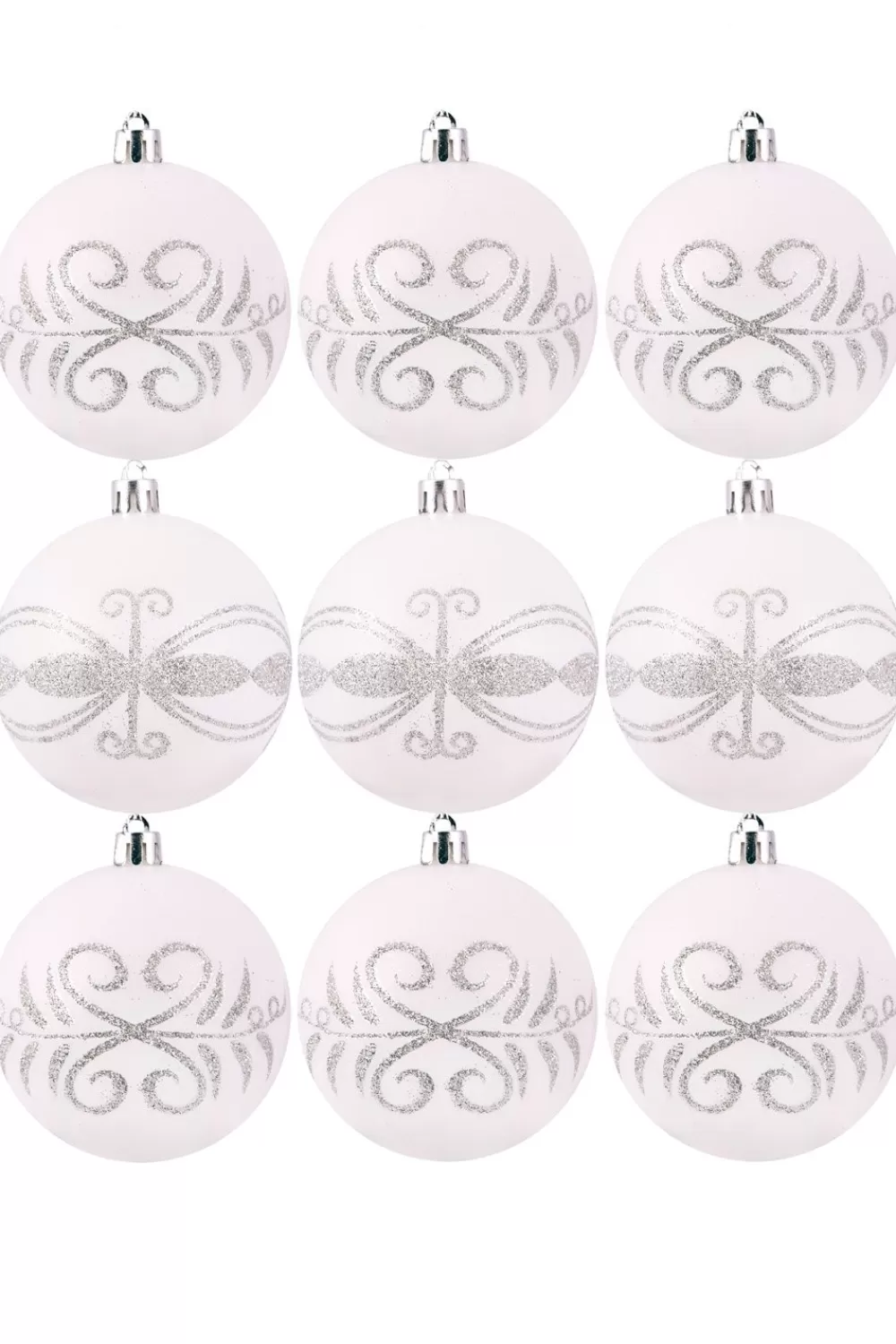 Christmas Tree World 10cm Hand Painted Shatterproof Bauble Design 7 (9 Pack)< Medium Christmas Baubles