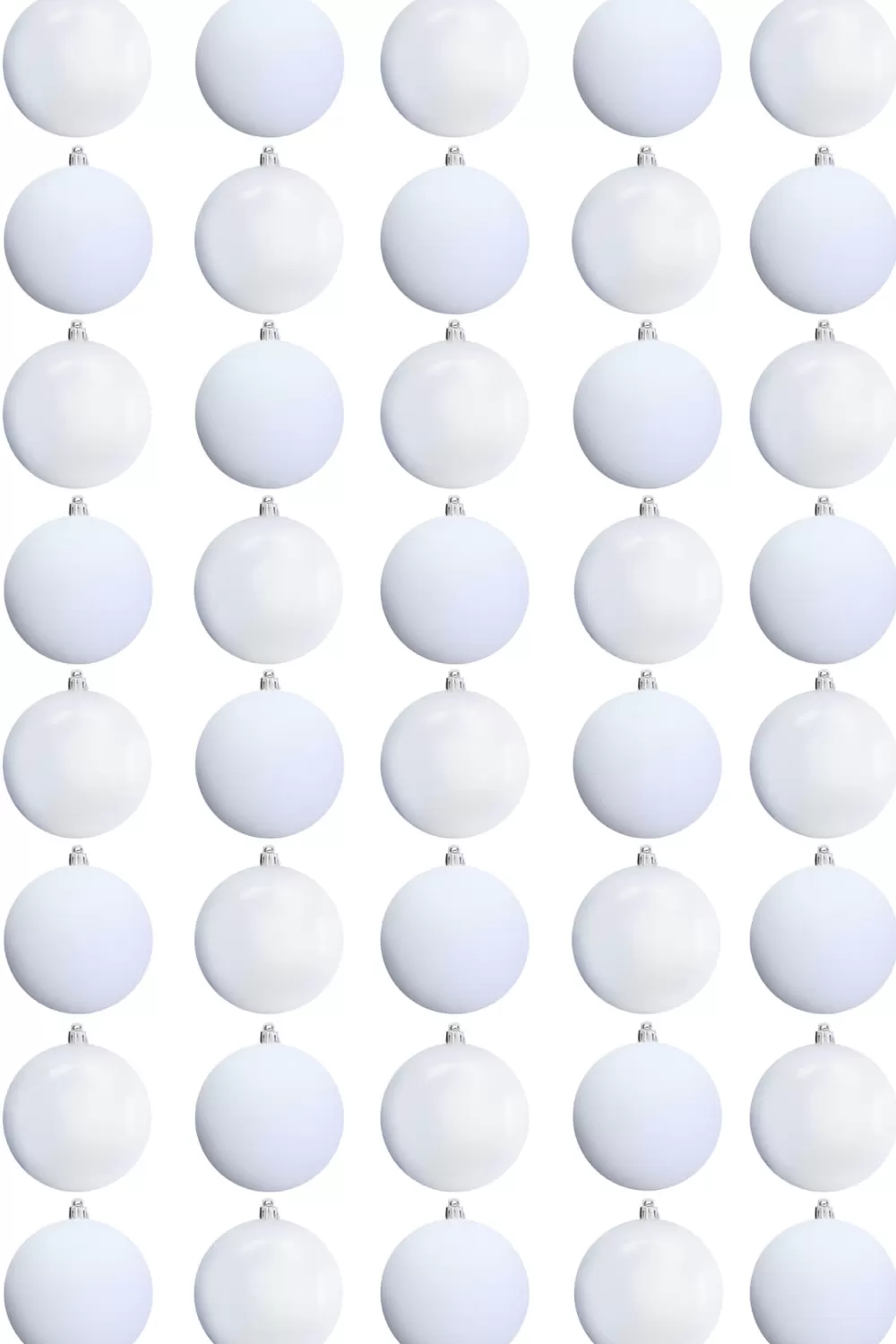Christmas Tree World 10cm White Bauble Set Shiny/Matt (40 Pc)< Medium Christmas Baubles