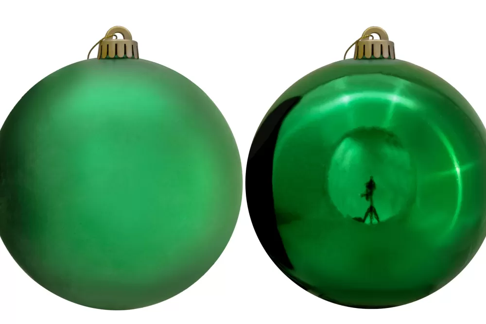 Christmas Tree World 15cm Green Bauble Set Shiny/Matt (20 Pc)< Large Christmas Baubles