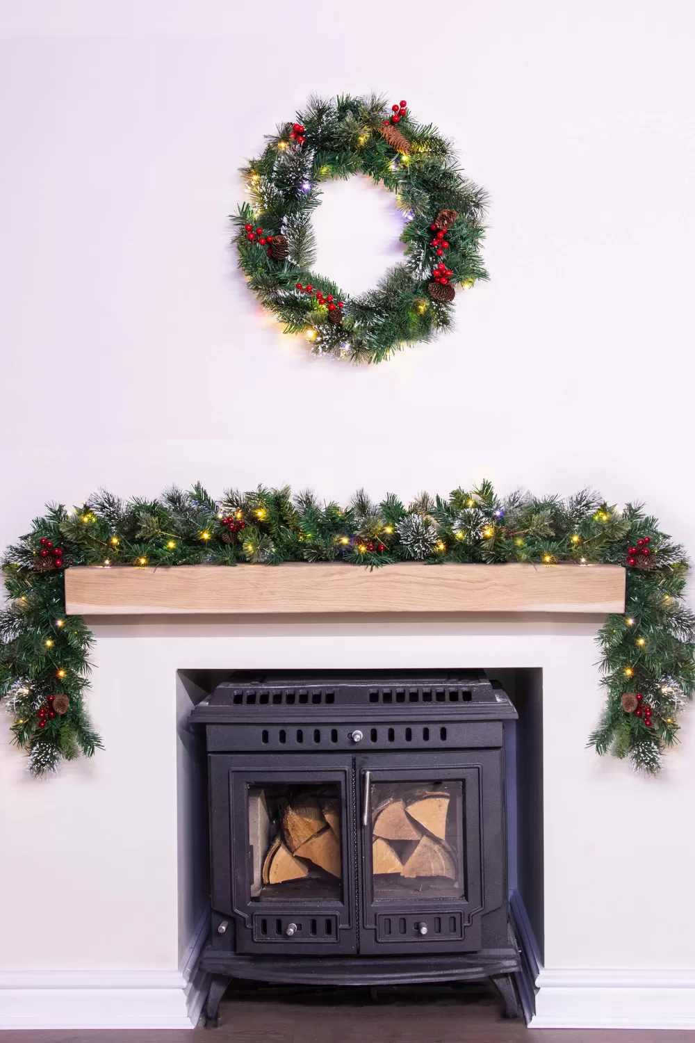 Christmas Tree World 180cm Pre-lit Decorated Mixed Pine Garland Warm White/Multicolour LEDs< Pre-Lit Christmas Garlands