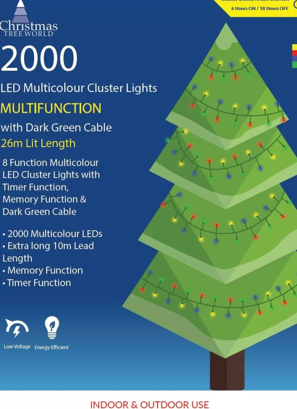 Christmas Tree World 2000 Multi Function LED Cluster Lights - Multicolour< Outdoor Christmas Lights | Outdoor Christmas Tree Lights