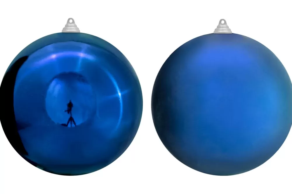 Christmas Tree World 20cm Blue Bauble Set Shiny/Matt (12 Pc)< Large Christmas Baubles