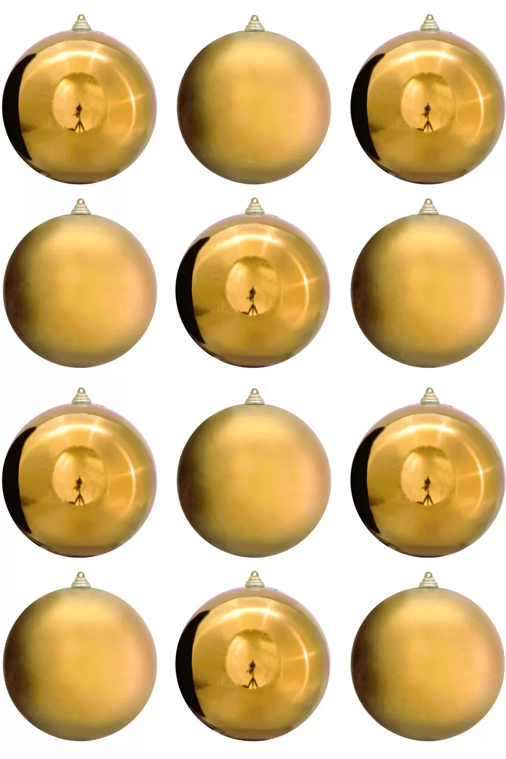 Christmas Tree World 20cm Gold Bauble Set Shiny/Matte (12 Pc)< Outdoor Christmas Baubles | Outdoor Christmas Baubles