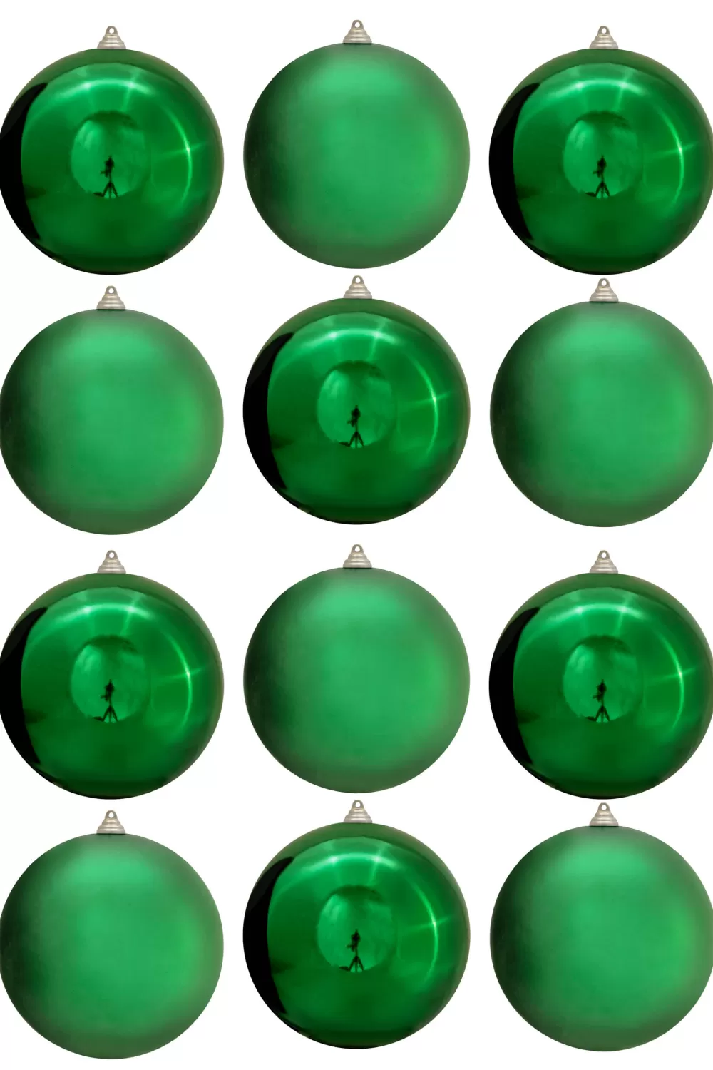 Christmas Tree World 20cm Green Bauble Set Shiny/Matt (12 Pc)< Large Christmas Baubles