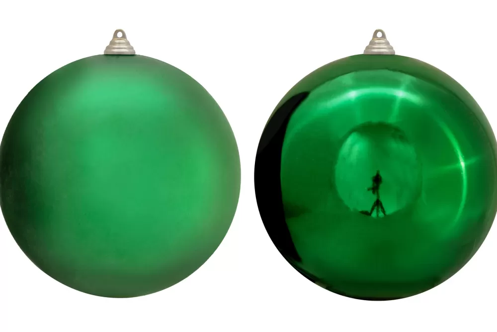 Christmas Tree World 20cm Green Bauble Set Shiny/Matt (12 Pc)< Large Christmas Baubles