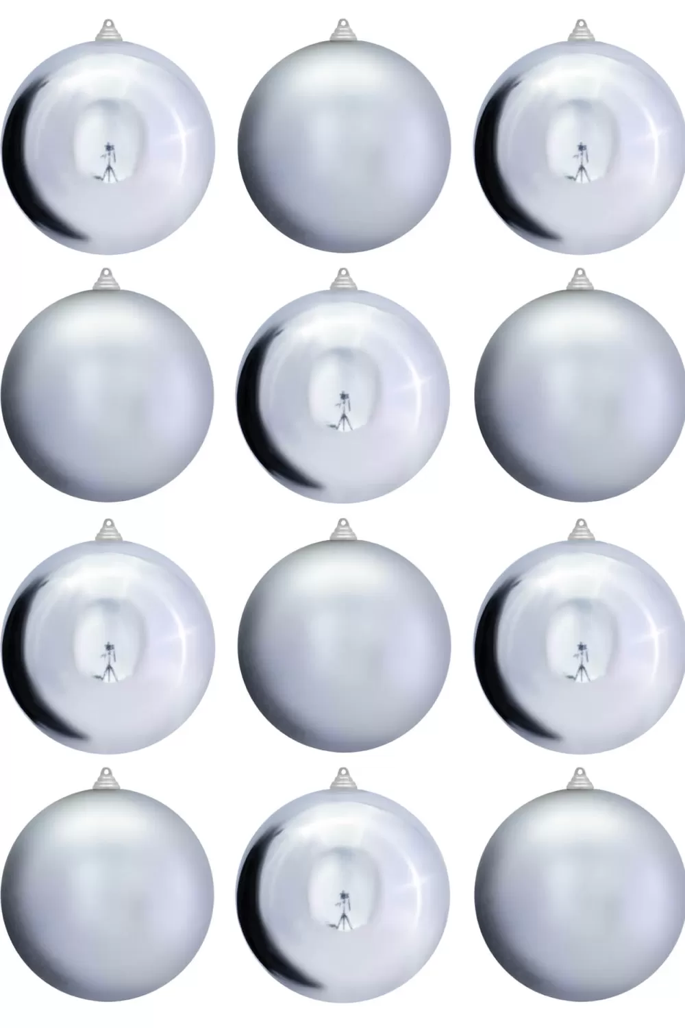 Christmas Tree World 20cm Silver Bauble Set Shiny/Matt (12 Pc)< Outdoor Christmas Baubles | Outdoor Christmas Baubles