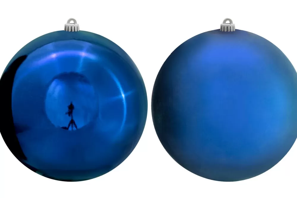 Christmas Tree World 25cm Blue Bauble Set Shiny/Matt (4 Pc)< Outdoor Christmas Baubles | Outdoor Christmas Baubles