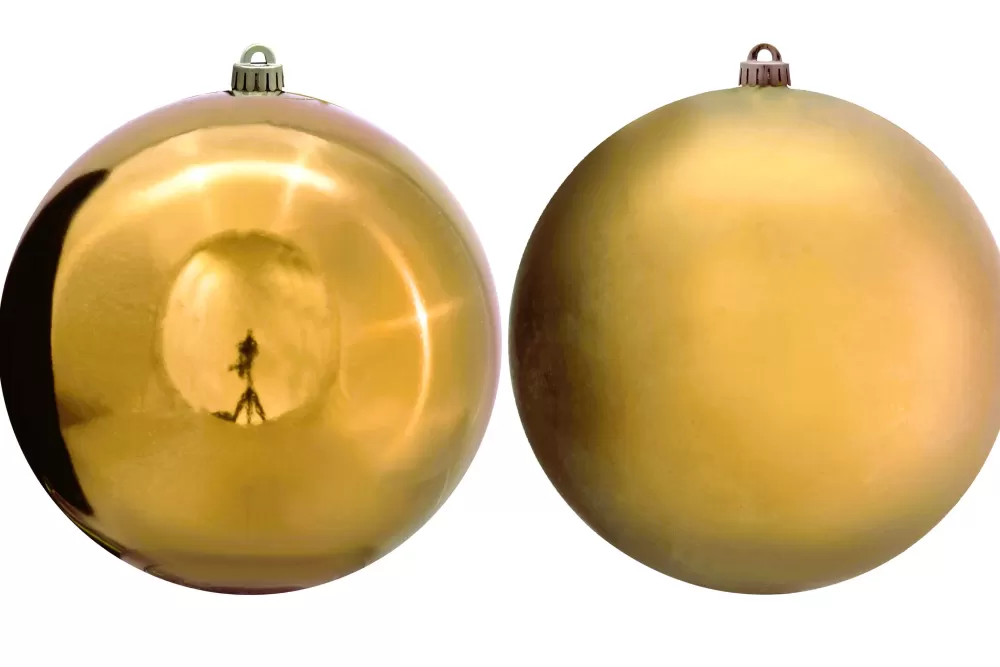 Christmas Tree World 25cm Gold Bauble Set Shiny/Matte (4 Pc)< Outdoor Christmas Baubles | Outdoor Christmas Baubles