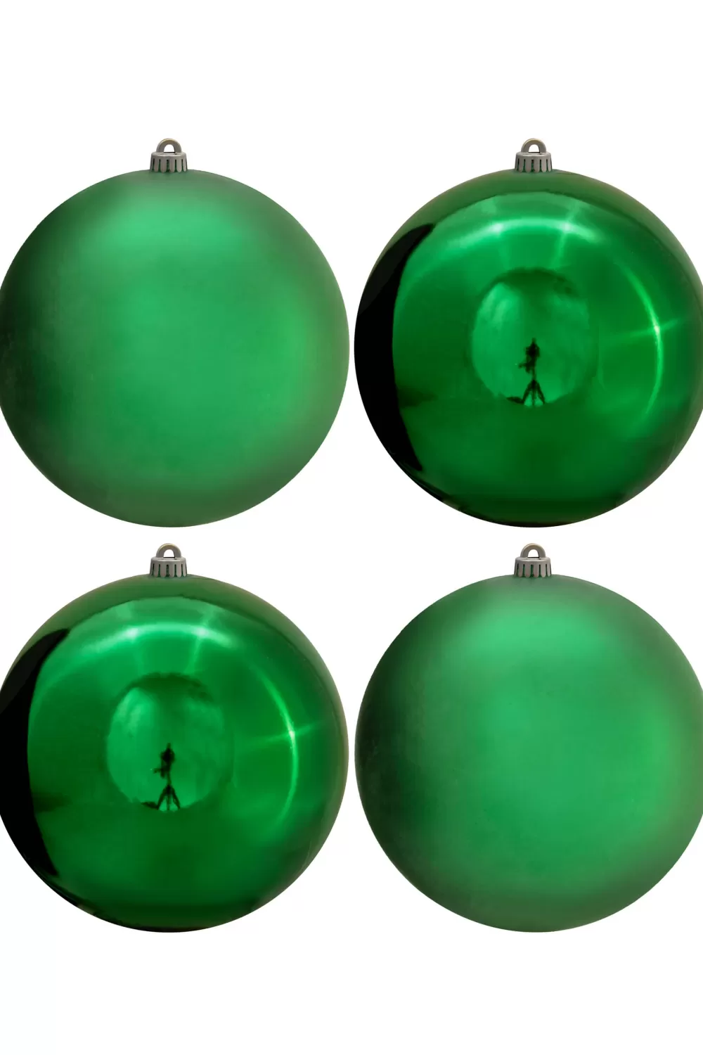 Christmas Tree World 25cm Green Bauble Set Shiny/Matt (4 Pc)< Large Christmas Baubles