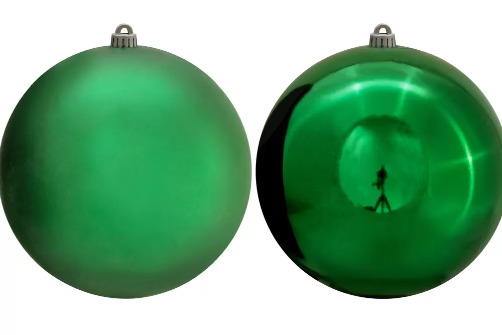 Christmas Tree World 25cm Green Bauble Set Shiny/Matt (4 Pc)< Large Christmas Baubles