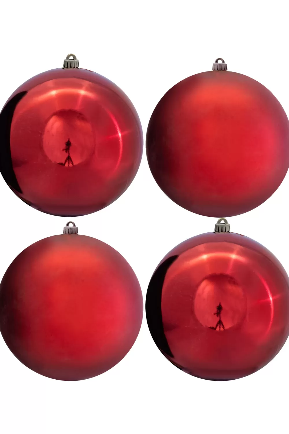 Christmas Tree World 25cm Red Bauble Set Shiny/Matte (4 Pc)< Outdoor Christmas Baubles | Outdoor Christmas Baubles