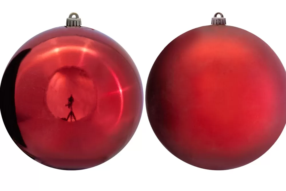 Christmas Tree World 25cm Red Bauble Set Shiny/Matte (4 Pc)< Outdoor Christmas Baubles | Outdoor Christmas Baubles