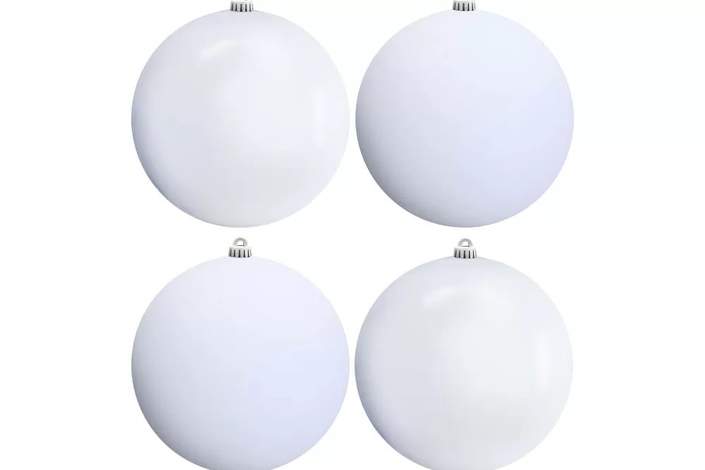 Christmas Tree World 25cm White Bauble Set Shiny/Matt (4 Pc)< Outdoor Christmas Baubles | Outdoor Christmas Baubles