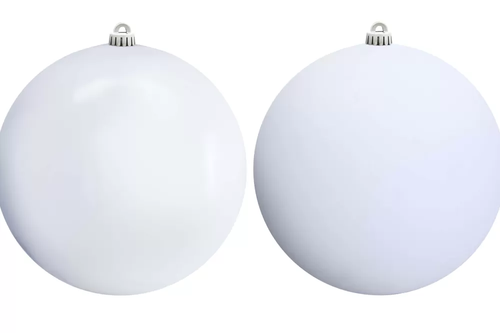 Christmas Tree World 25cm White Bauble Set Shiny/Matt (4 Pc)< Outdoor Christmas Baubles | Outdoor Christmas Baubles