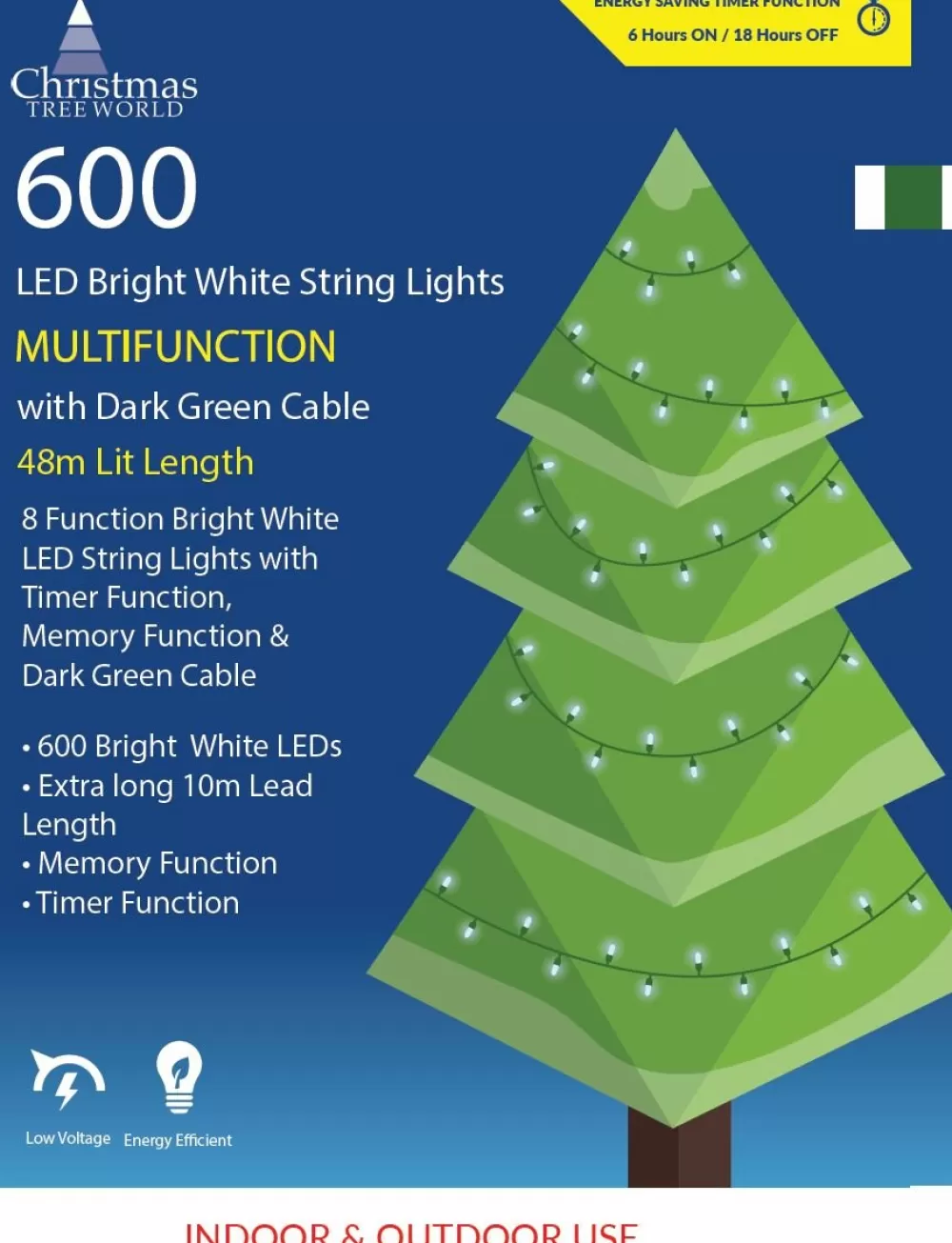 Christmas Tree World 600 Multi Function LED Lights - Bright White< Multifunction Led Lights | Christmas Tree World Brand