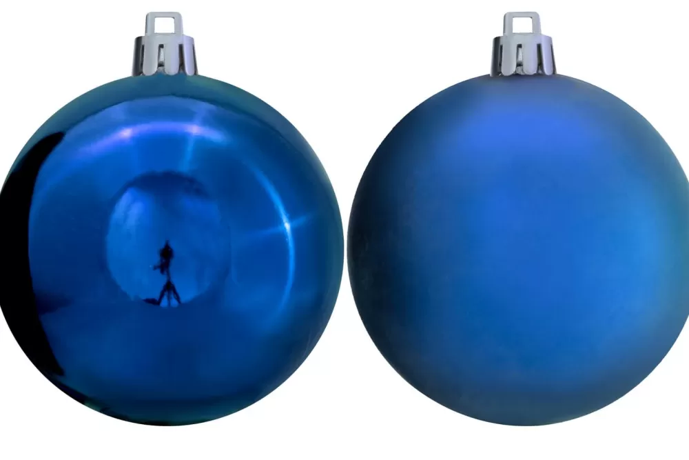 Christmas Tree World 6cm Blue Bauble Set Shiny/Matt (40 Pc)< Small Christmas Baubles