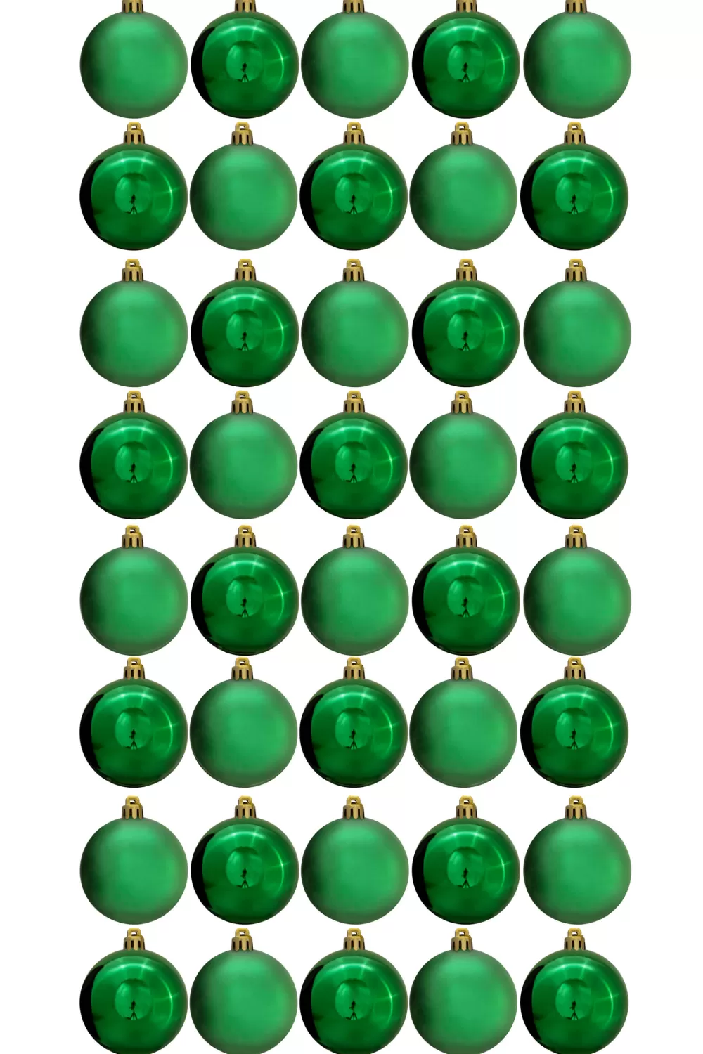 Christmas Tree World 6cm Green Bauble Set Shiny/Matt (40 Pc)< Small Christmas Baubles