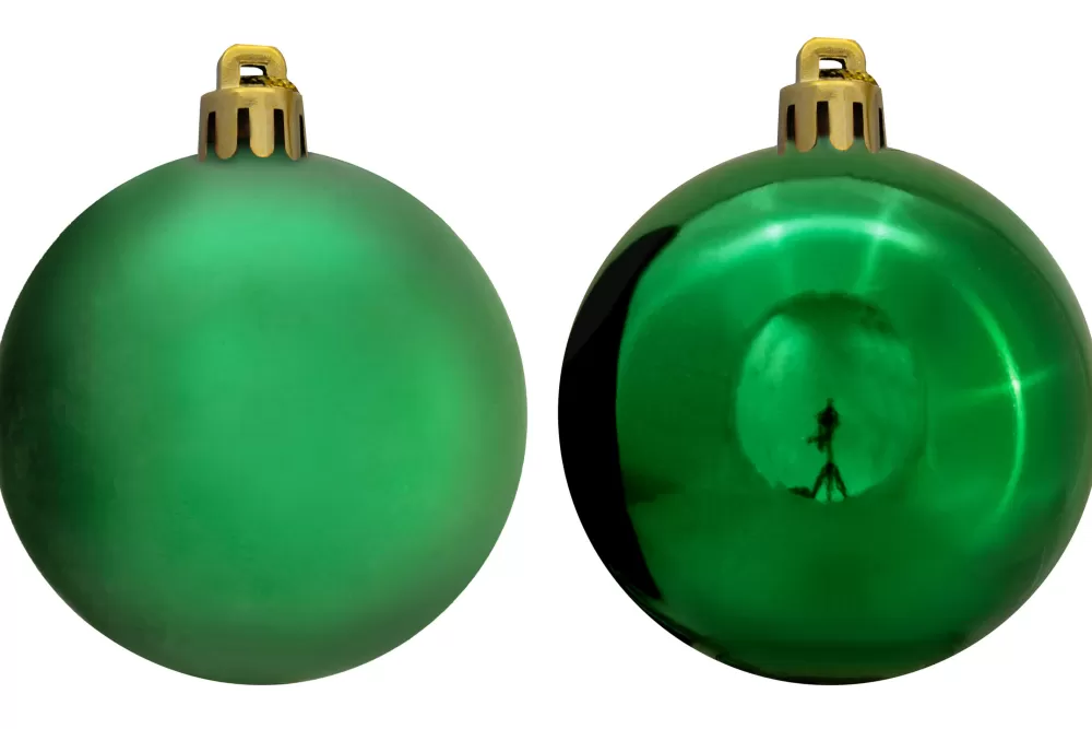 Christmas Tree World 6cm Green Bauble Set Shiny/Matt (40 Pc)< Small Christmas Baubles