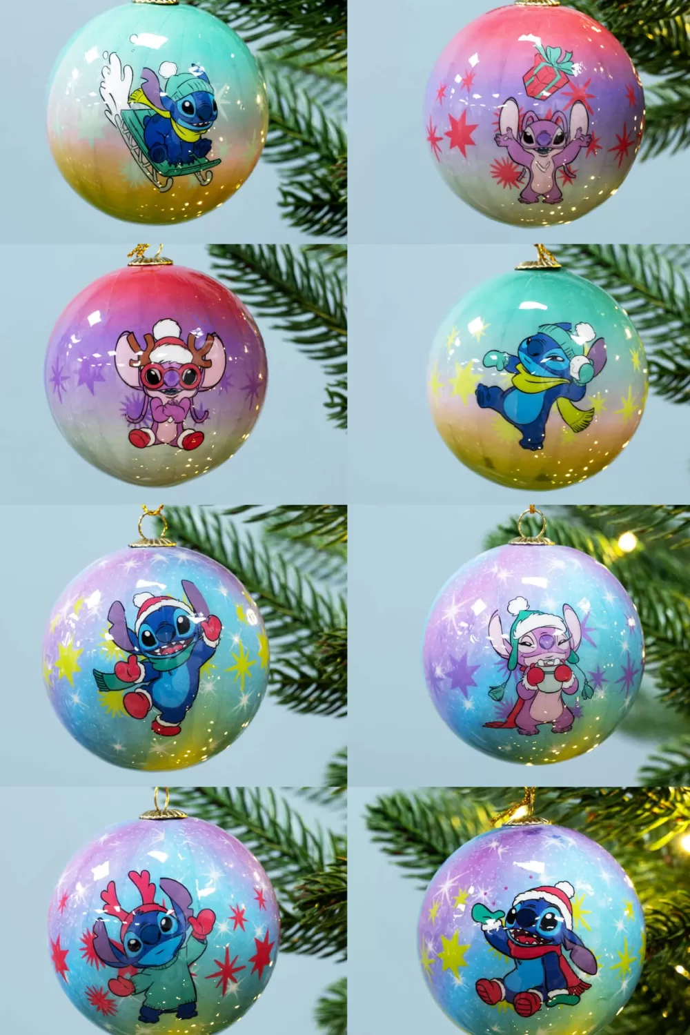 Christmas Tree World 6cm Lilo & Stitch Baubles (8pc) - Disney Licensed< Disney Licensed Decorations | Small Christmas Baubles
