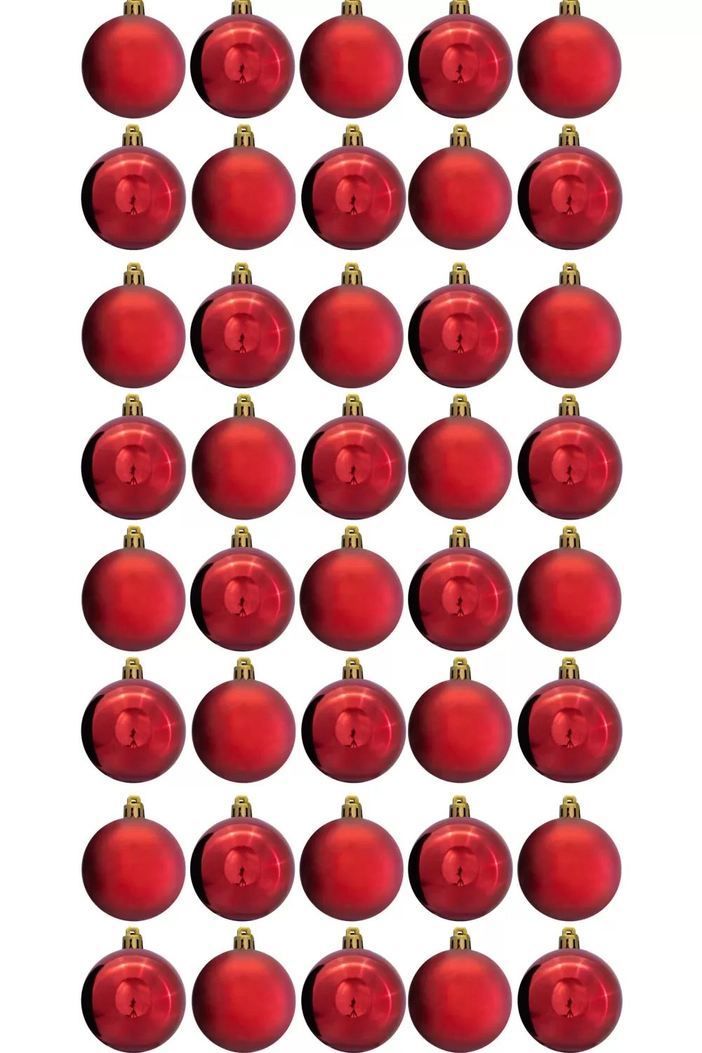 Christmas Tree World 6cm Red Bauble Set Shiny/Matt (40 Pc)< Small Christmas Baubles