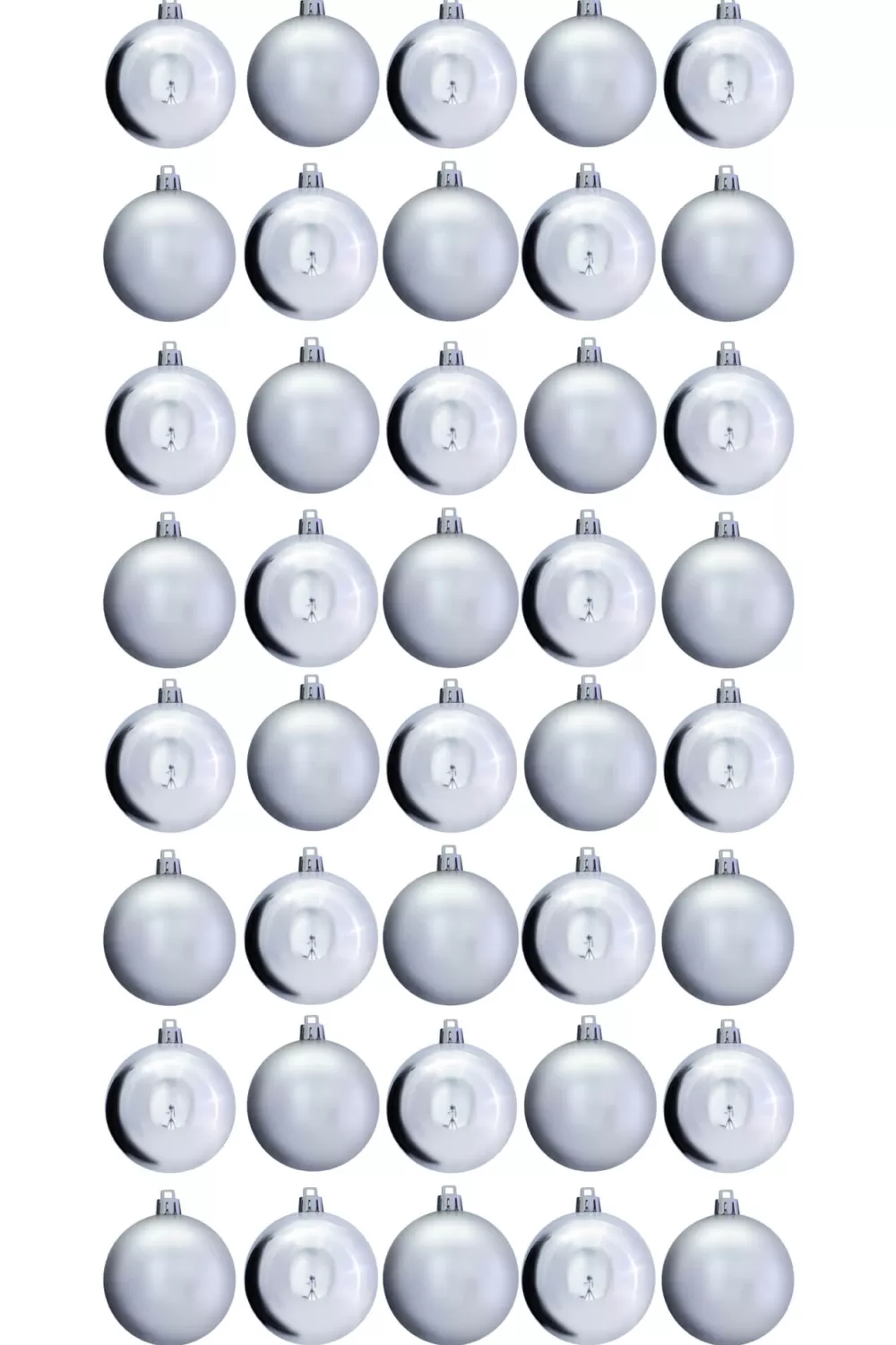 Christmas Tree World 6cm Silver Bauble Set Shiny/Matt (40 Pc)< Small Christmas Baubles
