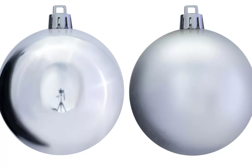 Christmas Tree World 6cm Silver Bauble Set Shiny/Matt (40 Pc)< Small Christmas Baubles