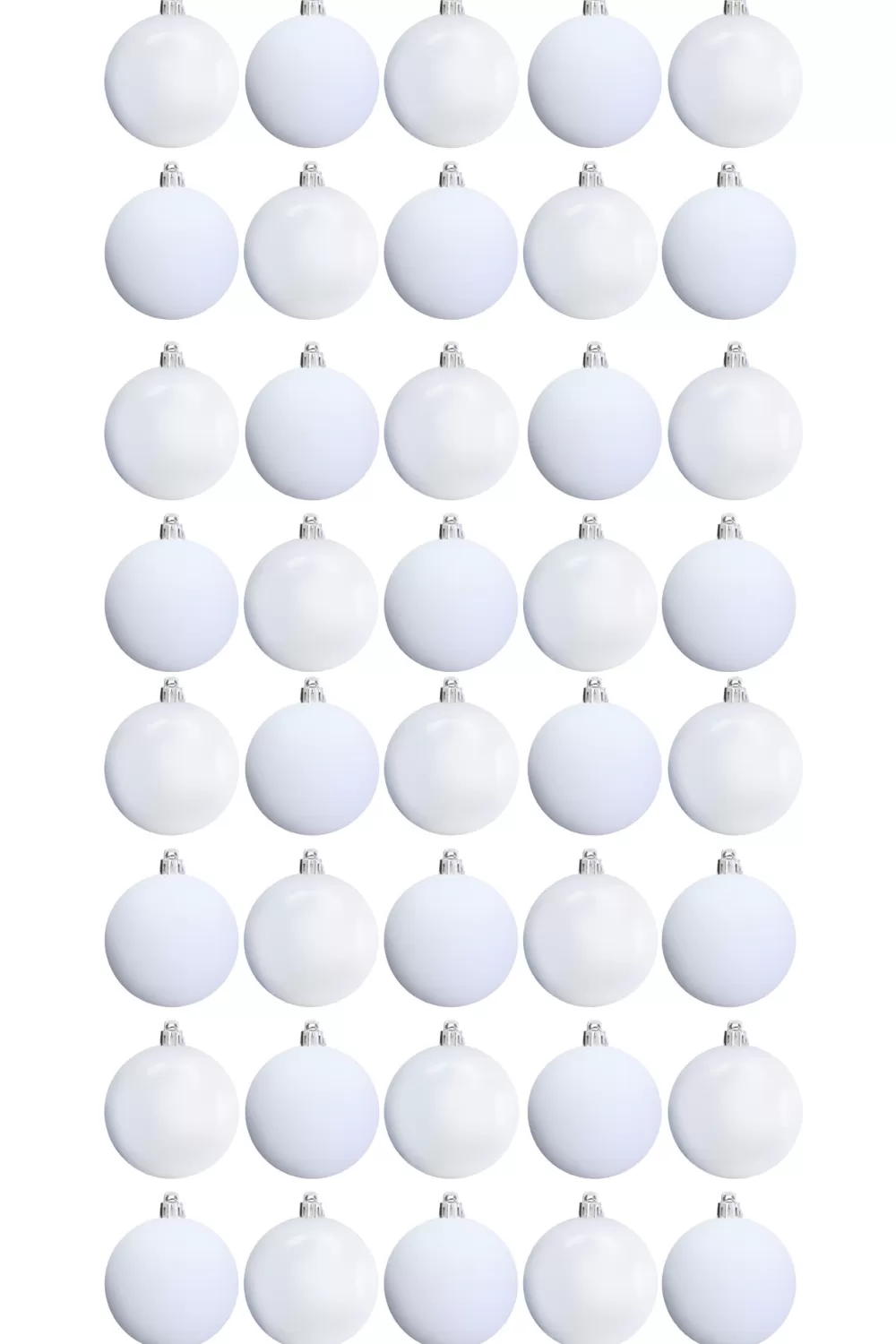 Christmas Tree World 6cm White Bauble Set Shiny/Matt (40 Pc)< Small Christmas Baubles