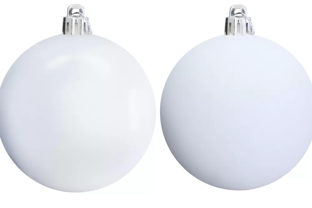 Christmas Tree World 6cm White Bauble Set Shiny/Matt (40 Pc)< Small Christmas Baubles