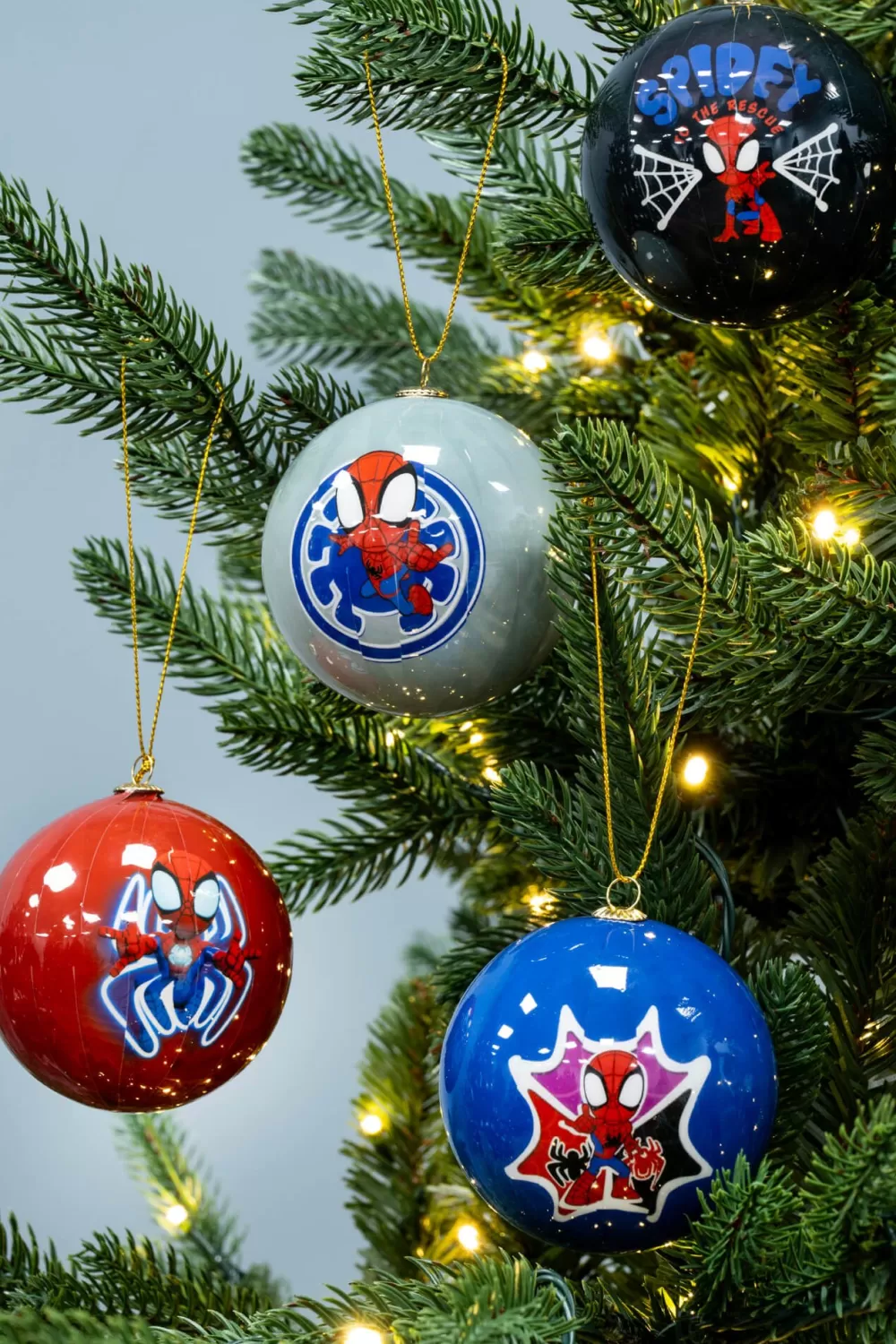 Christmas Tree World 7.5cm Comic Book Spidey Baubles (4pc) - Marvel Licensed< Marvel Licensed Decorations | Disney Licensed Decorations