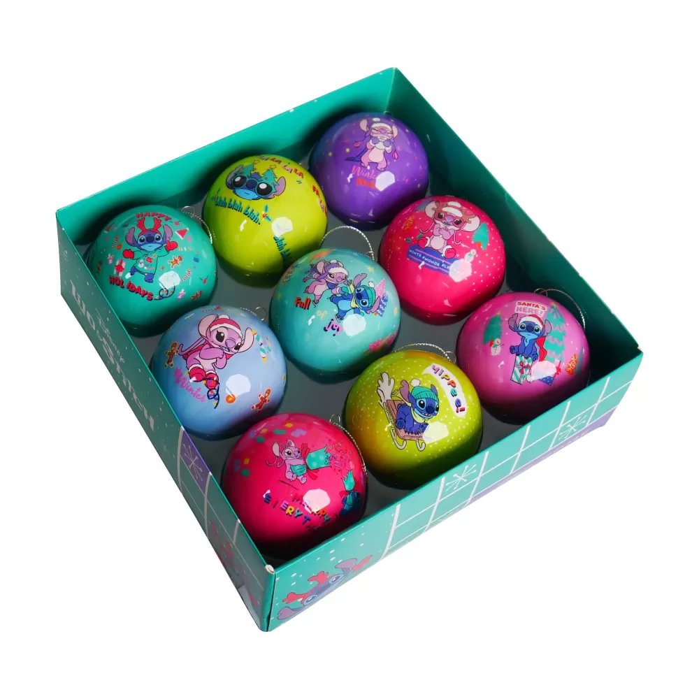 Christmas Tree World 7.5cm Lilo & Stitch Baubles (9pc) - Disney Licensed< Disney Licensed Decorations | Medium Christmas Baubles