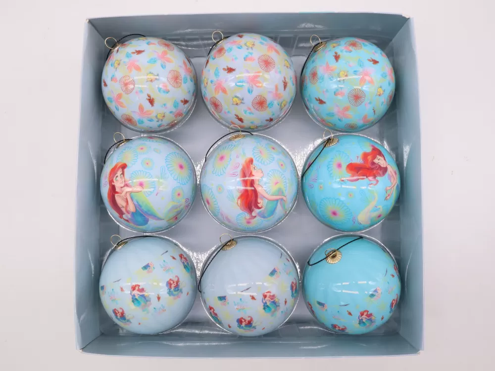 Christmas Tree World 7.5cm Little Mermaid Ariel Baubles (9pc) - Disney Licensed< Disney Licensed Decorations | Medium Christmas Baubles