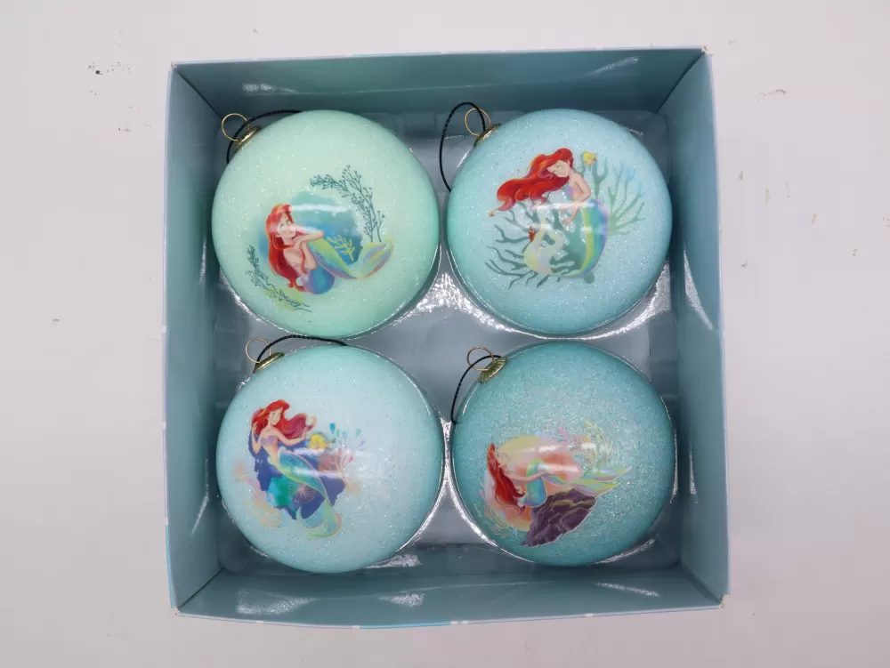 Christmas Tree World 7.5cm Little Mermaid Baubles (4pc) - Disney Licensed< Disney Licensed Decorations | Medium Christmas Baubles