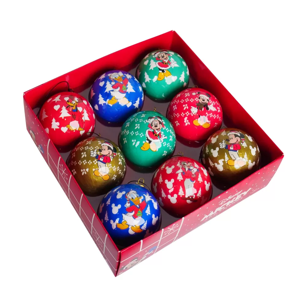 Christmas Tree World 7.5cm Mickey Mouse & Friends Baubles (9pc) - Disney Licensed< Disney Licensed Decorations | Medium Christmas Baubles