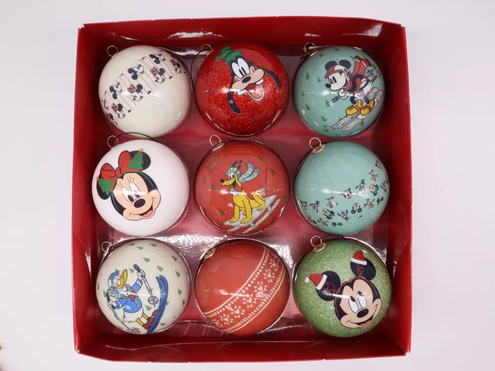 Christmas Tree World 7.5cm Retro Mickey Mouse & Friends Baubles (9pc) - Disney Licensed< Disney Licensed Decorations | Medium Christmas Baubles