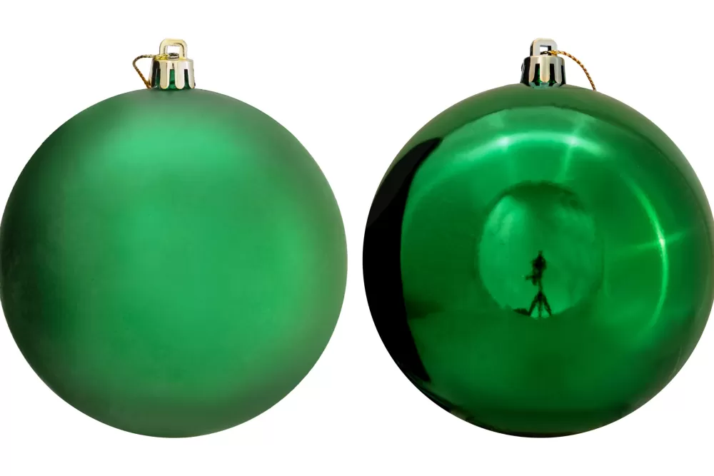 Christmas Tree World 8cm Green Bauble Set Shiny/Matt (40 Pc)< Medium Christmas Baubles