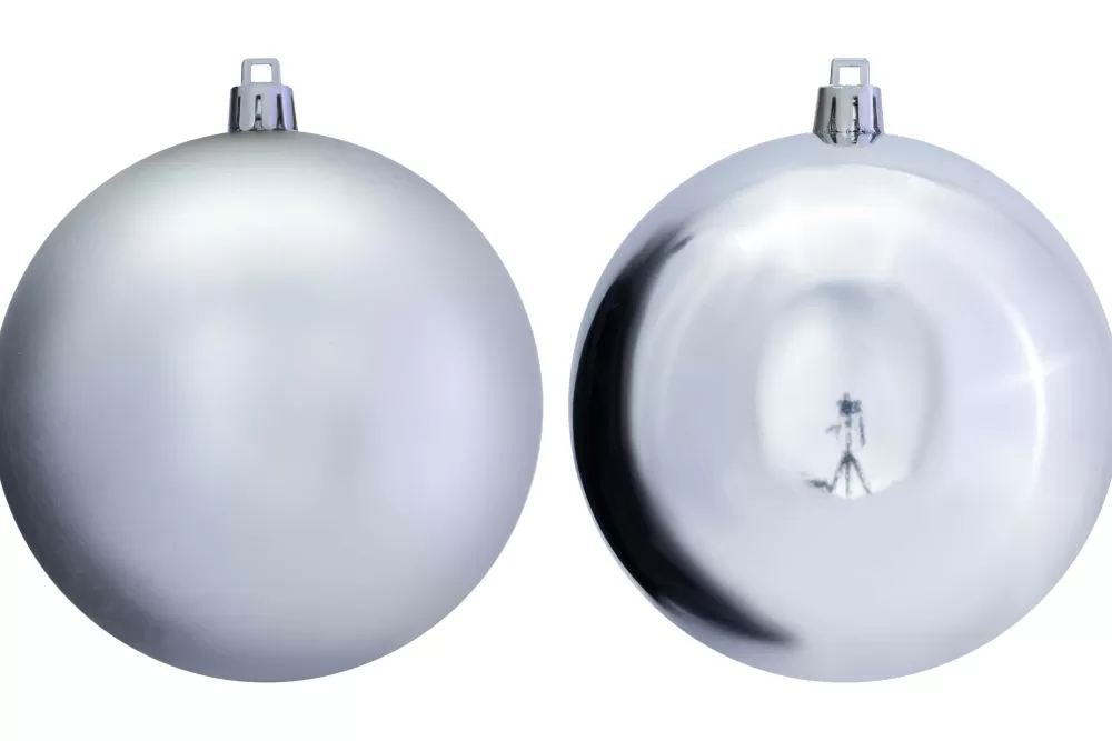 Christmas Tree World 8cm Silver Bauble Set Shiny/Matt (40 Pc)< Small Christmas Baubles