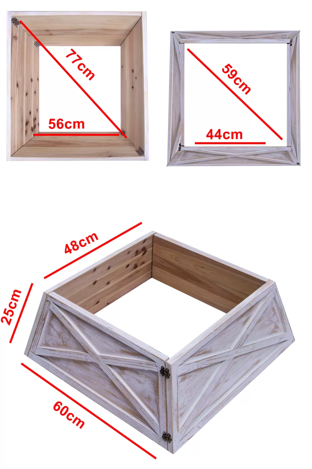 Christmas Tree World Brushed White Gold Large Wooden Trapezoid Christmas Tree Skirt< Tree Skirts & Surrounds | Christmas Tree Skirts