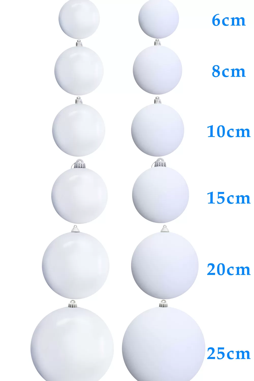 Christmas Tree World Bulk White Bauble Sets Shiny/Matte 6cm-25cm (Indoor/Outdoor Use)< Small Christmas Baubles | Medium Christmas Baubles