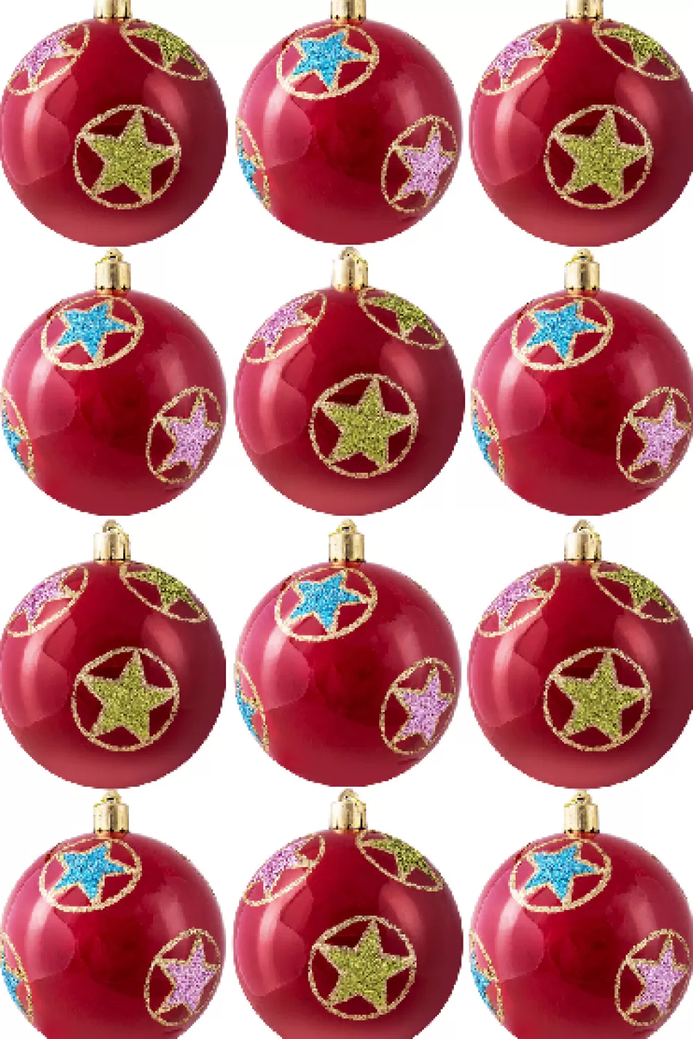 Christmas Tree World Hand Painted Shatterproof Bauble Design 29 (12 Pack)< Hand Painted Baubles