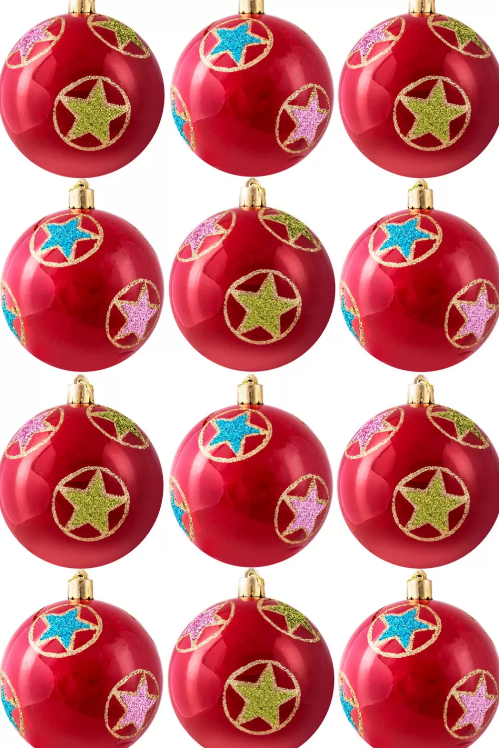 Christmas Tree World Hand Painted Shatterproof Bauble Design 29 (12 Pack)< Hand Painted Baubles