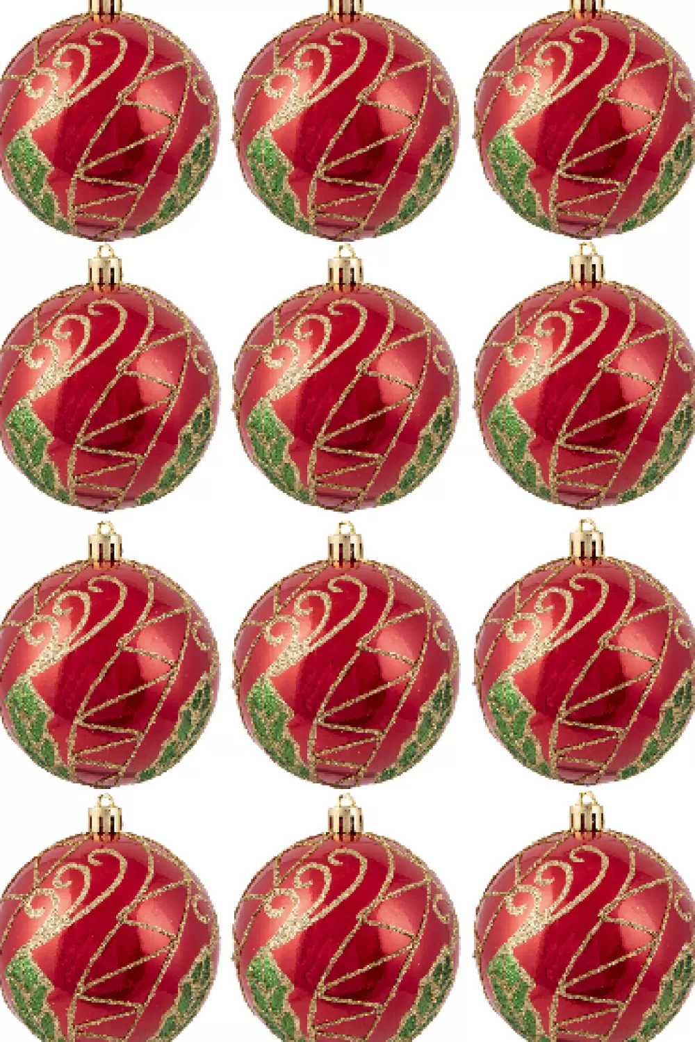 Christmas Tree World Hand Painted Shatterproof Bauble Design 31 (12 Pack)< Hand Painted Baubles
