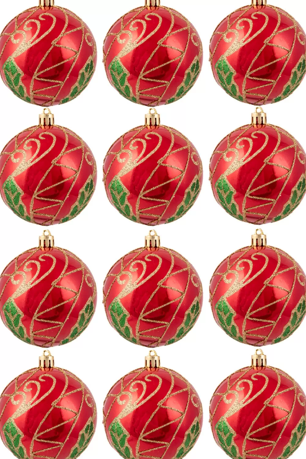 Christmas Tree World Hand Painted Shatterproof Bauble Design 31 (12 Pack)< Hand Painted Baubles